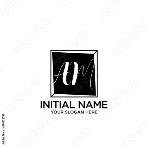 AM monogram logo template vector