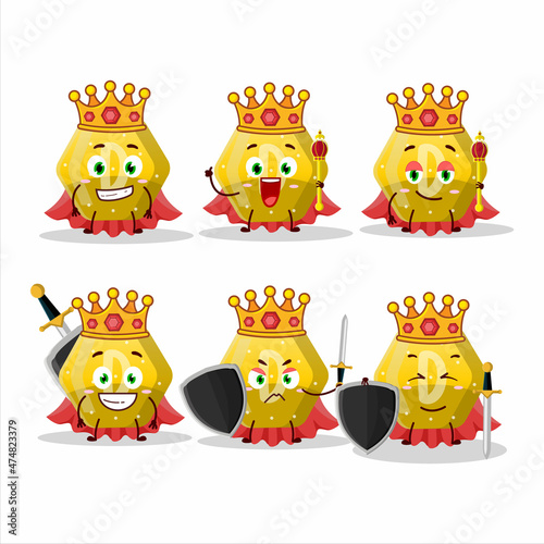 A Charismatic King yellow gummy candy D cartoon character wearing a gold crown