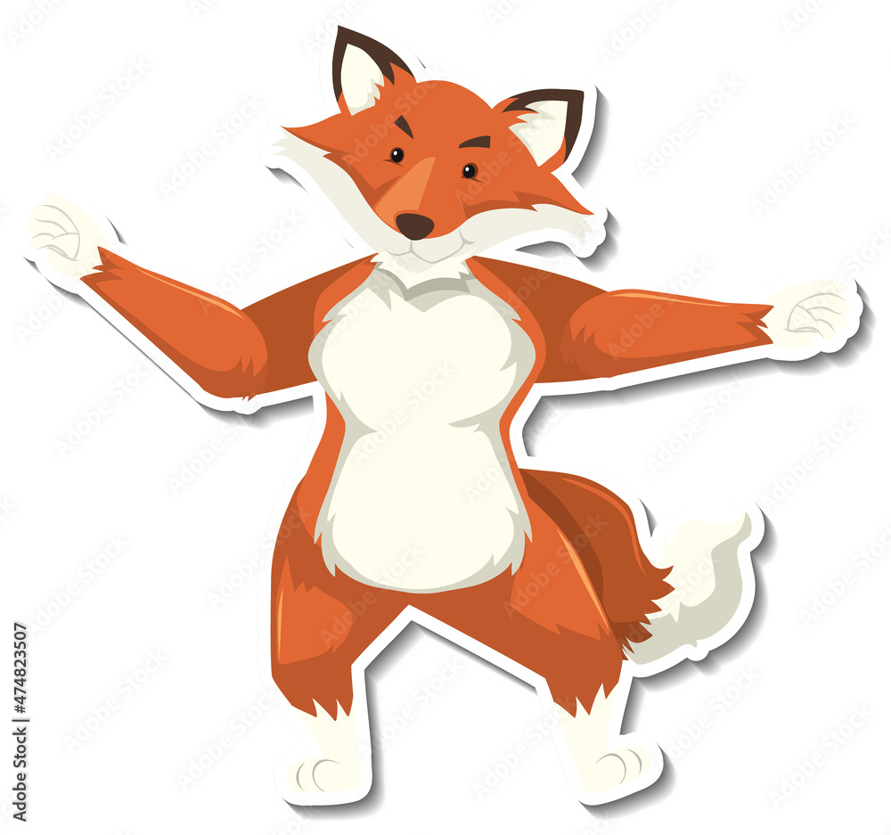 Obraz premium A fox dancing animal cartoon sticker