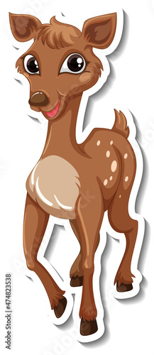 Deer standing cartoon character sticker