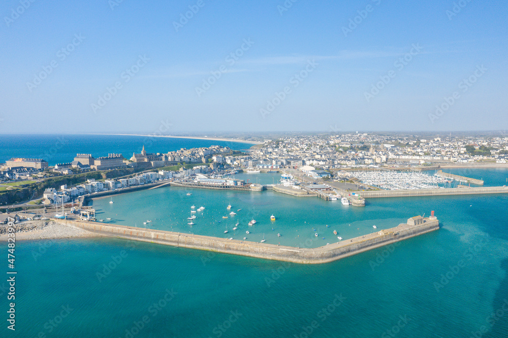 The city of Granville in Europe, France, Normandy, Manche, in spring on a sunny day.