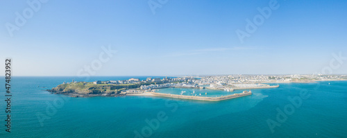 The panoramic view of the city and the port of Granville in Europe, France, Normandy, Manche, in spring, on a sunny day. photo