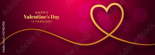 Valentine's day background with heart banner design photo