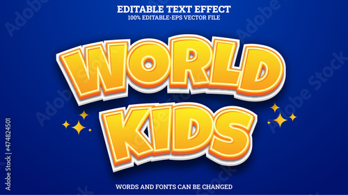 World Kids 3D Text Style Effect Editable
