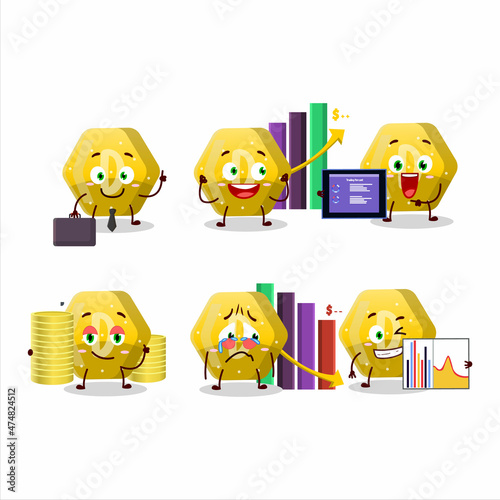 Yellow gummy candy D character designs as a trader investment mascot