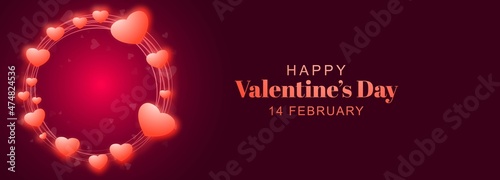 Beautiful heart valentines day gretting card banner design photo