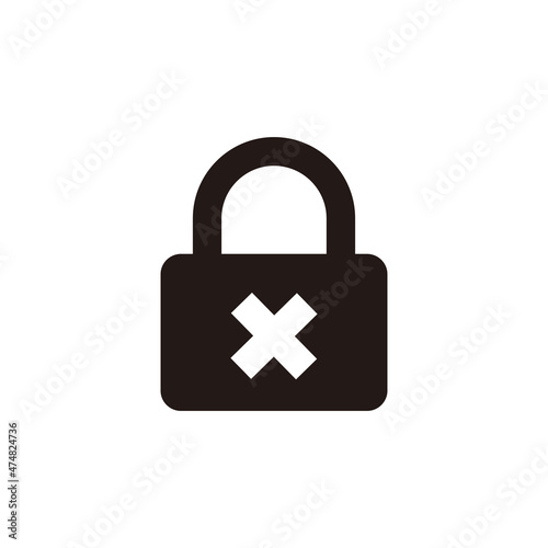 Lock with cross vector icon. Sign for mobile concept and web design. Password lock reject icon