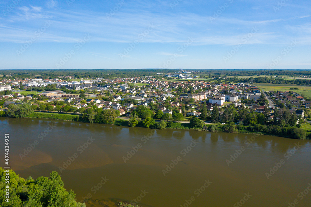 The medieval town of Sully sur Loire in Europe, in France, in the Center region, in the Loiret, in summer, on a sunny day.