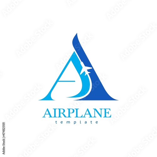  Letter A logotype plane. Airplane logo.