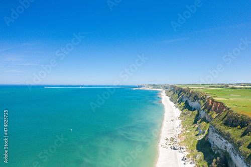 The Norman Cliffs in Europe, France, Normandy, towards Deauville, in summer, on a sunny day.