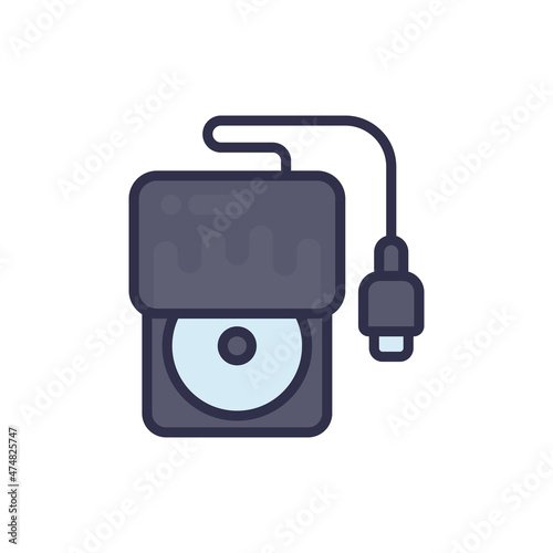 Portable Cd Rom icon in vector. Logotype;