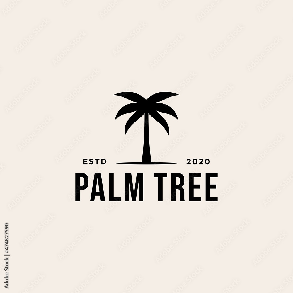 Vintage hipster palm tree vector logo design