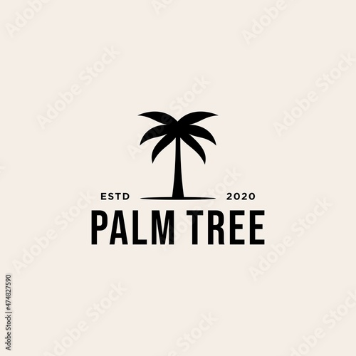 Vintage hipster palm tree vector logo design