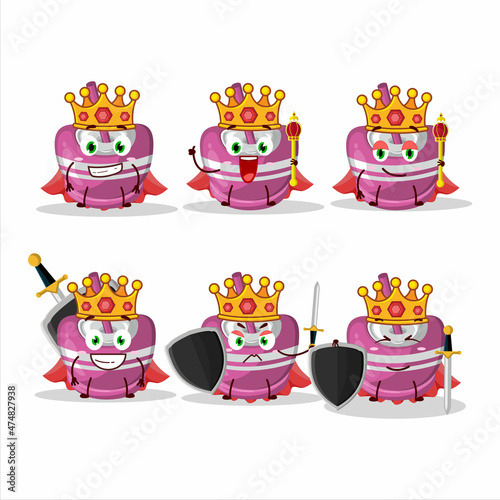 A Charismatic King pink sugar candy cartoon character wearing a gold crown