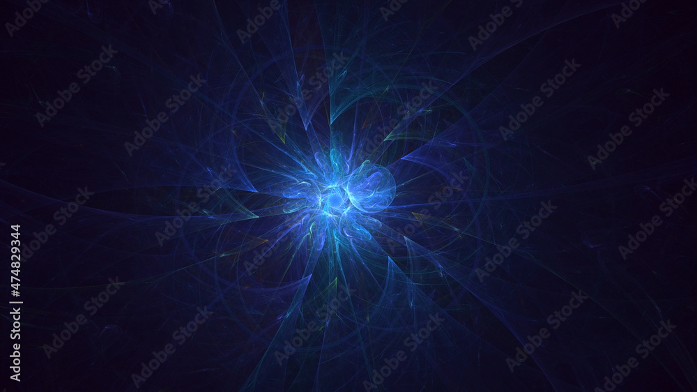 3D rendering abstract blue fractal light background