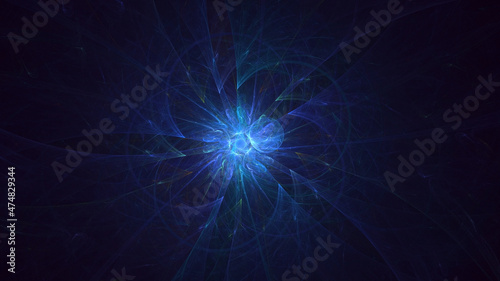 3D rendering abstract blue fractal light background