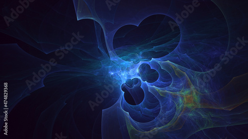 3D rendering abstract blue fractal light background