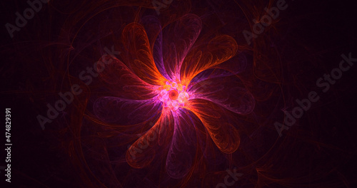 3D rendering abstract multicolor fractal light background