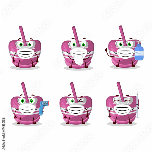 A picture of pink sugar candy cartoon design style keep staying healthy during a pandemic