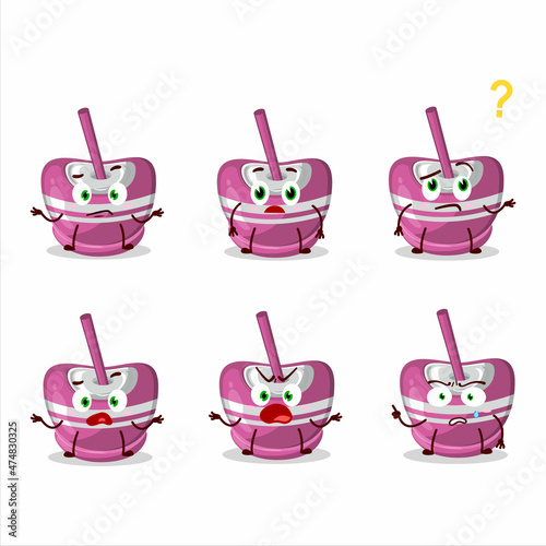 Cartoon character of pink sugar candy with what expression