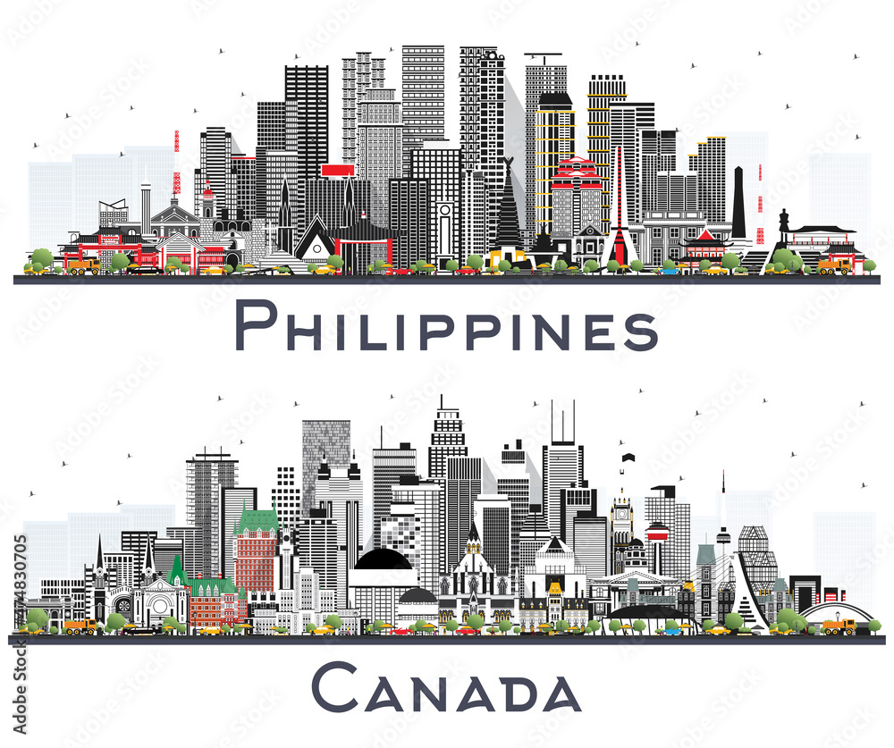 Canada and Philippines City Skyline Set.