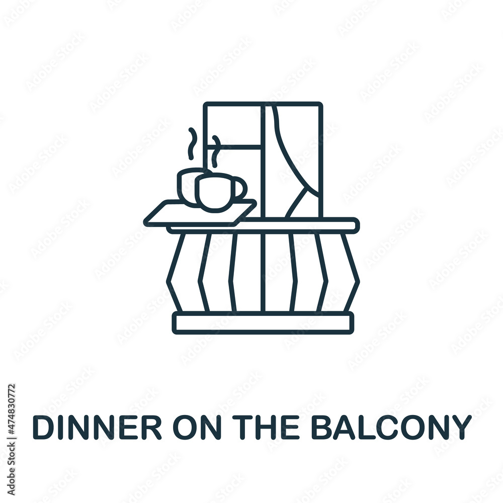 Dinner On The Balcony icon. Line element from balcony collection. Linear Dinner On The Balcony icon sign for web design, infographics and more. Dinner On The Balcony icon. Line element from balcony collection. Linear Dinner On The Balcony icon sign for web design, infographics and more.