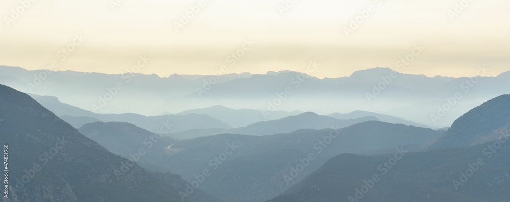 Spectacular View of the Mountain Range at Sunset