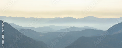 Fototapeta Naklejka Na Ścianę i Meble -  Spectacular View of the Mountain Range at Sunset