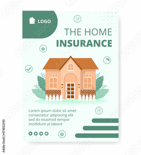 Property Insurance Poster Template Flat Design Illustration Editable of Square Background Suitable for Social media, Greeting Card and Web Internet Ads