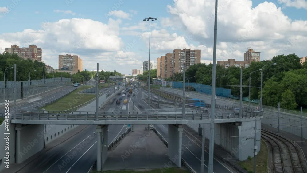 Day View of Highway Traffic Cars at Multiple Speedway. Day View of Highway Traffic Cars at Multiple Speedway.