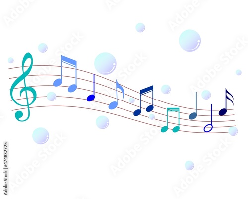 Musical notes illustration with bubble