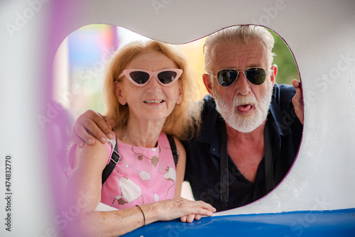 elderly senior couple woman...