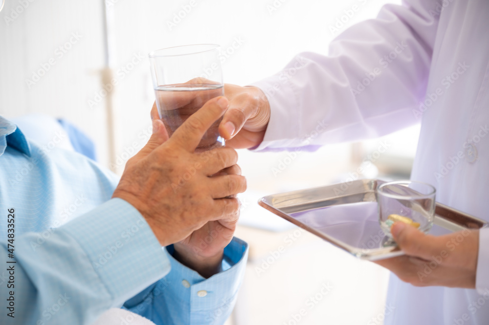 elderly patient old man in concept of health insurance, visit professional doctor at hospital elderly patient old man in concept of health insurance, visit professional doctor at hospital