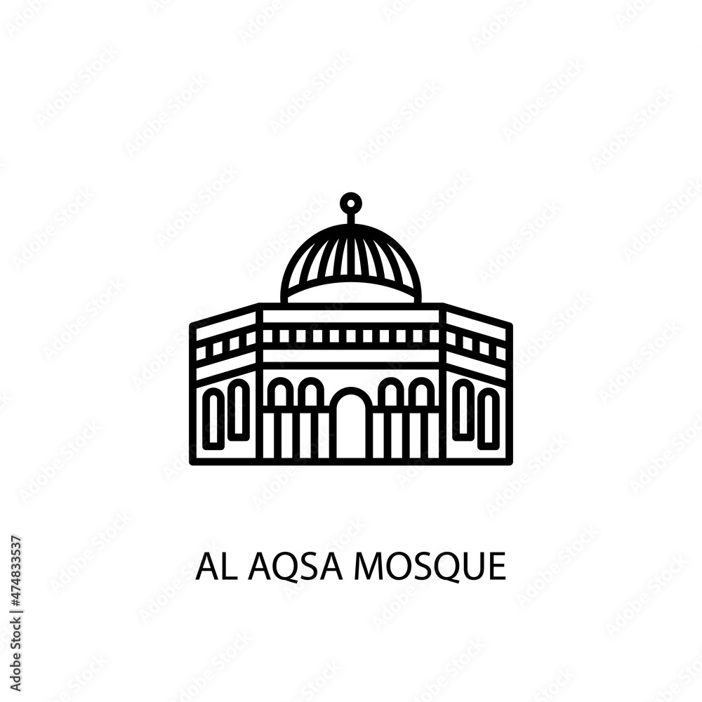 Al Aqsa Mosque, jerusalem, Israel,  Outline Illustration in vector. Logotype