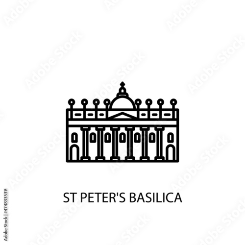 St Peter's Basilica, Vatican city, Rome, Outline Illustration in vector. Logotype