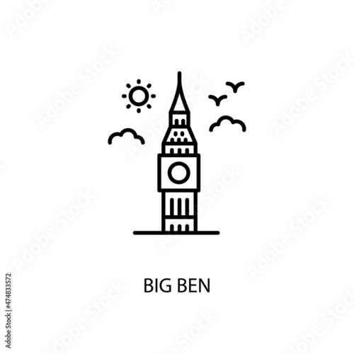 Big Ben, UK, London, Outline Illustration in vector. Logotype