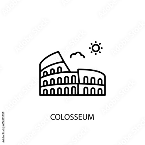 Colosseum, Rome, Italy, Outline Illustration in vector. Logotype