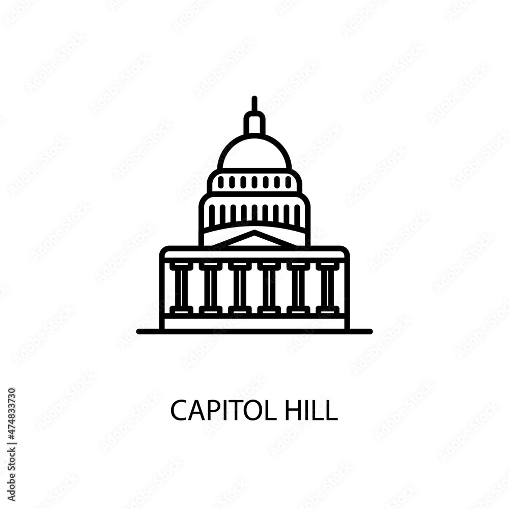 Capitol Hill, Washington, US, Outline Illustration in vector. Logotype