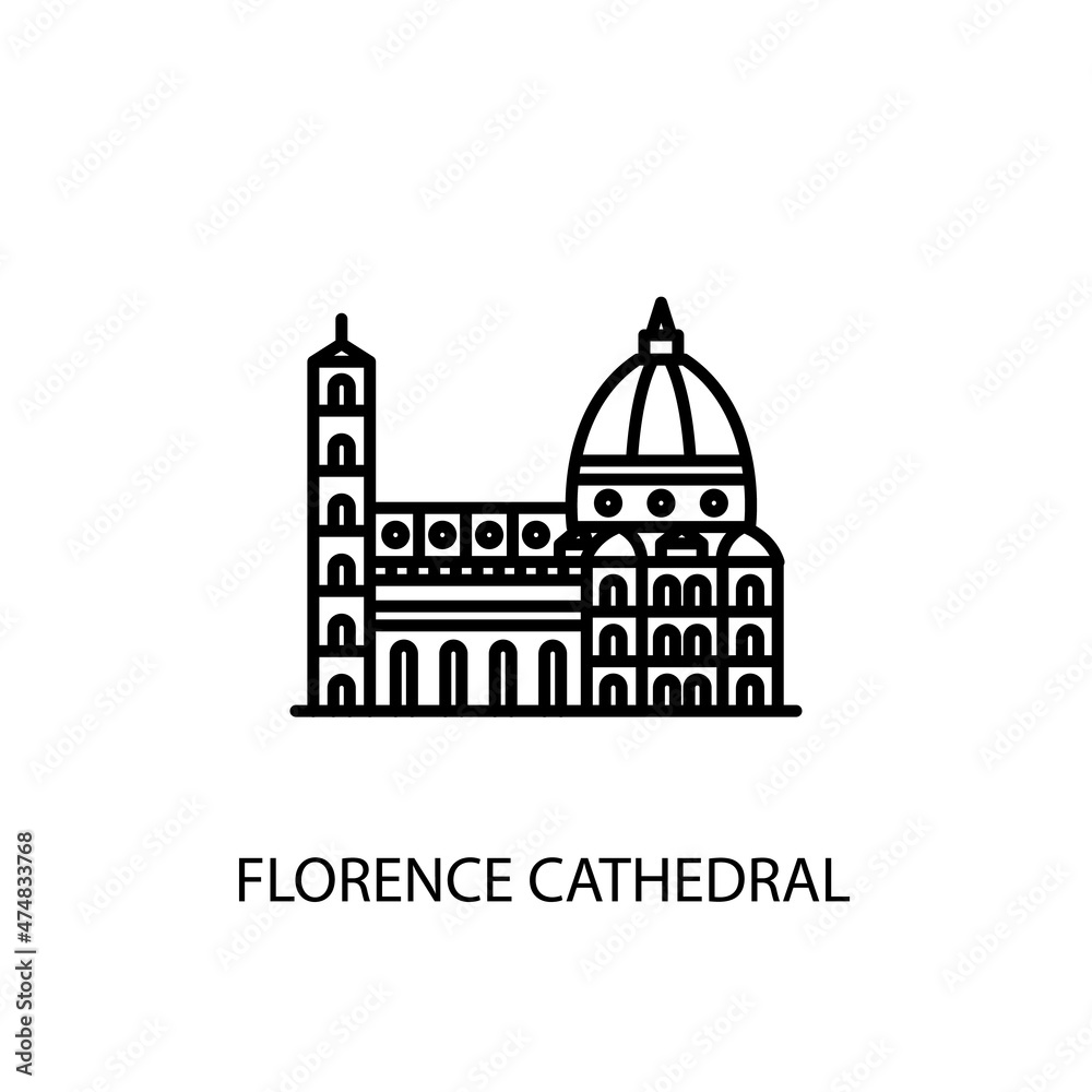 Florence Cathedral Outline Illustration in vector. Logotype