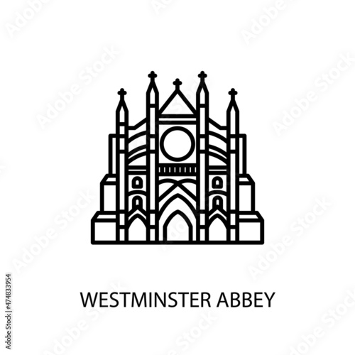 Westminster Abbey, London, England Outline Illustration in vector. Logotype