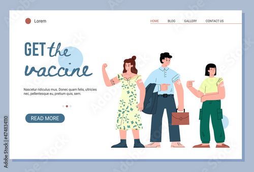 Medical concept of vaccination against Covid-19, flat vector illustration.