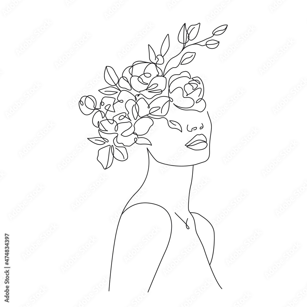 Minimalist woman line art print vector illustration one 51 off