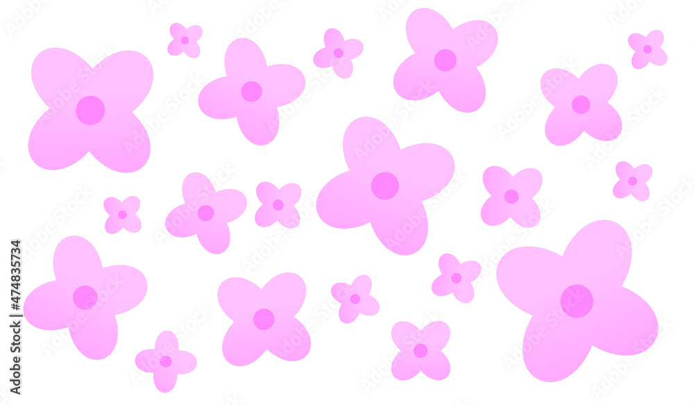 Pink Petal Pattern White Background