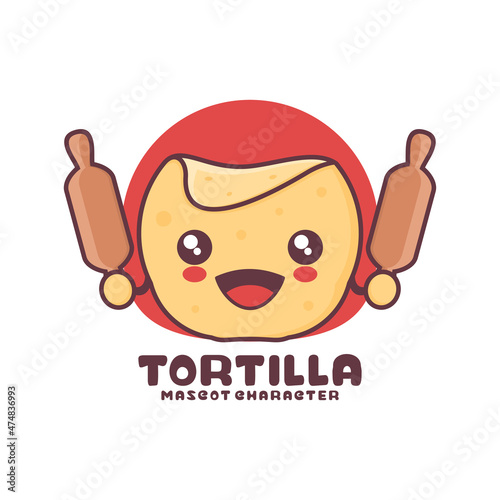 vector Tortilla cartoon mascot, suitable for, logos, prints, labels, packaging, stickers