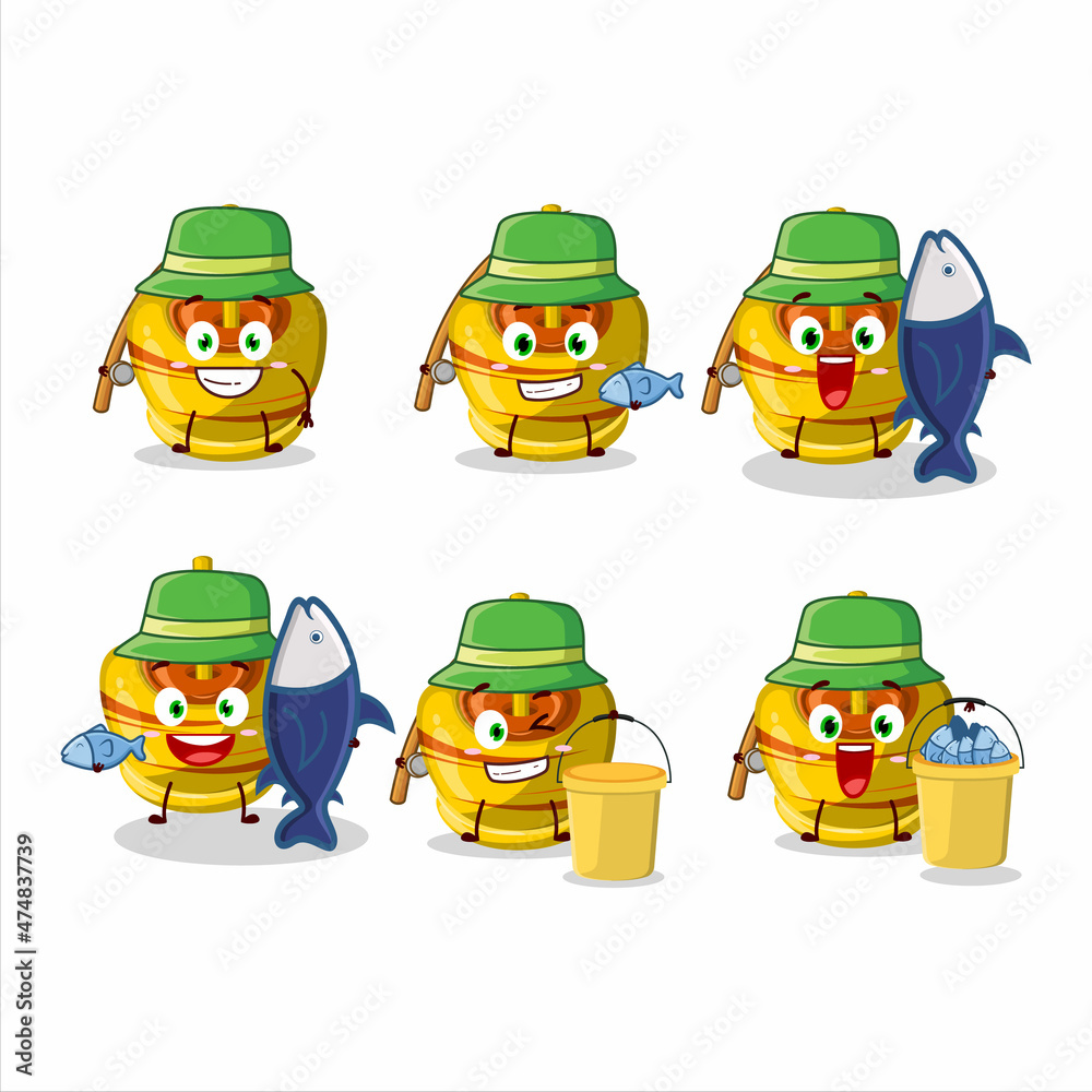 A fisherman yellow sugar candy cartoon picture catch a big fish A fisherman yellow sugar candy cartoon picture catch a big fish