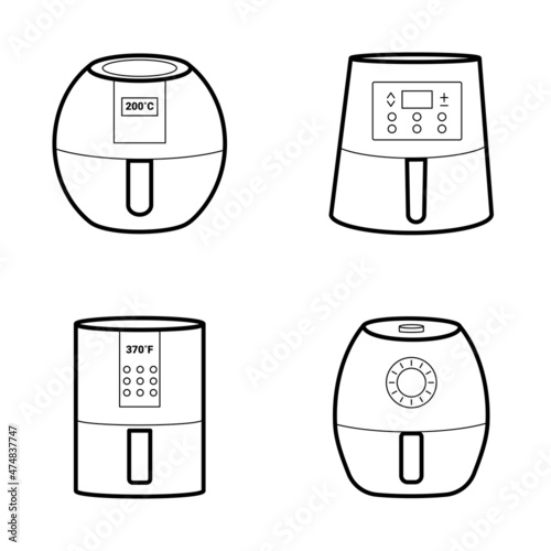 Air fryer flat Icon. Cooking fry appliance icon outline. Vector illustration isolated on a white background