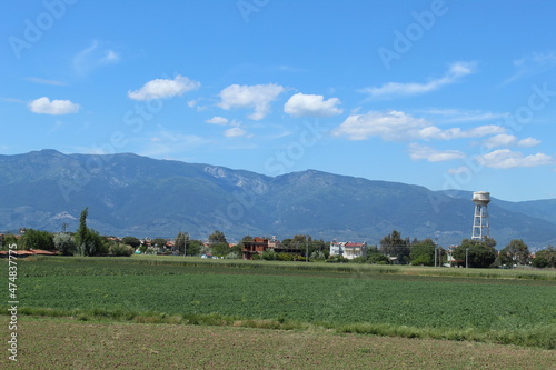 Landscape in the countryside. Photo taken in burhaniye aegean sea coast turkey anatolia asia. Calm warm open sunny weather day in summer 2021 photo