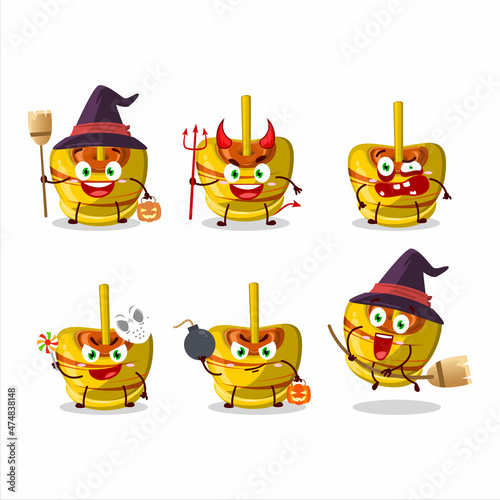 Halloween expression emoticons with cartoon character of yellow sugar candy