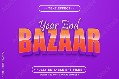editable 3d year end bazaar text effect.logo text.typhography logo 