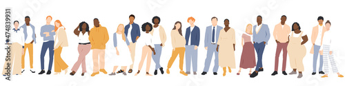 Multinational couples. Flat vector illustration.